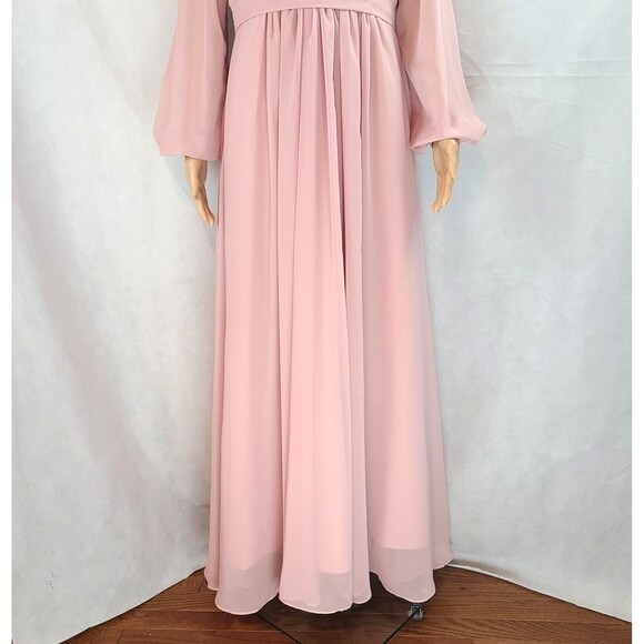 New Mother of the Bride (8) Dusty Rose Chiffon Long Long Sleeve Maxi Dress - Picture 3 of 9